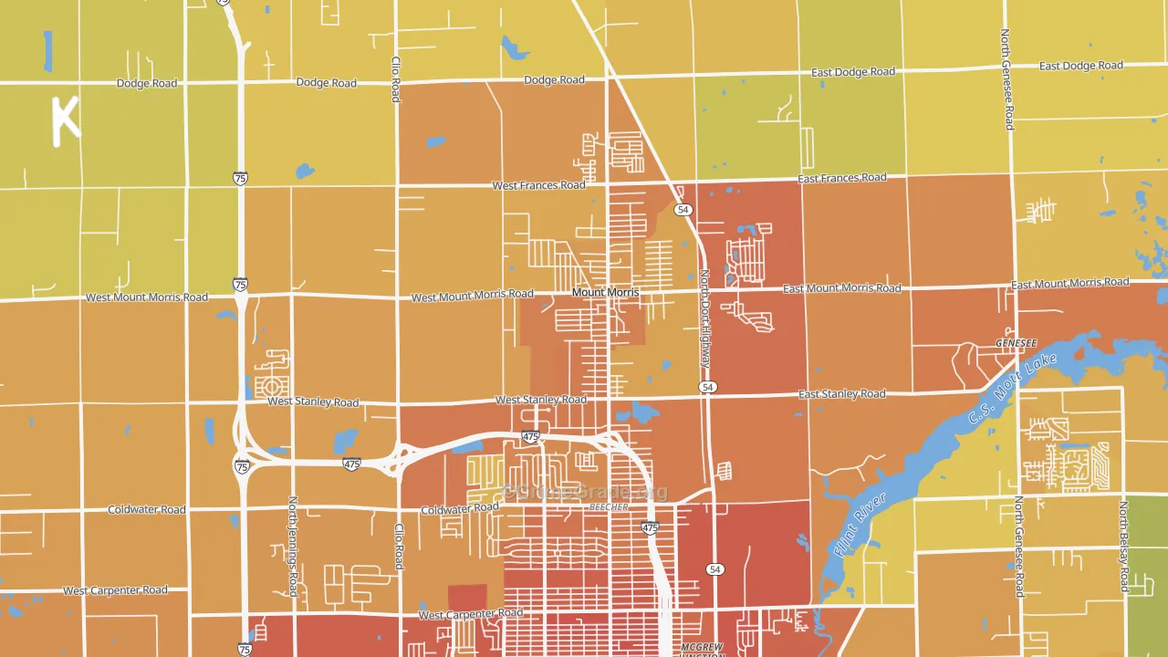 Mount Morris, MI Map of Burglary Rates