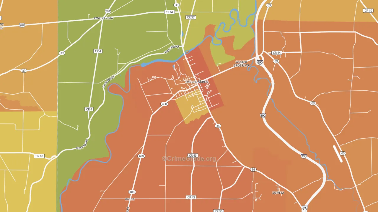 Mount Morris, NY Map of Burglary Rates