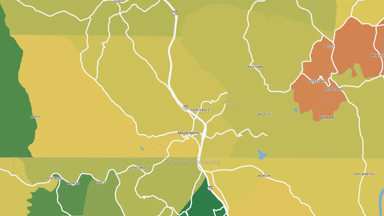 Mount Morris, PA Map of Burglary Rates