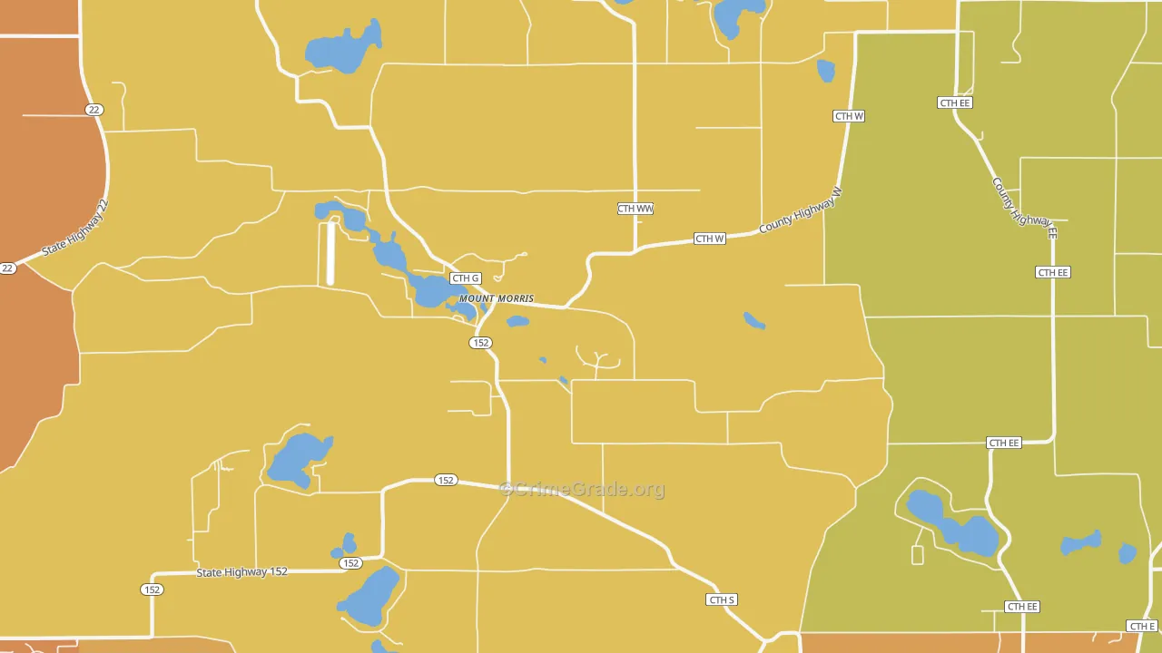 Mount Morris, WI Map of Burglary Rates