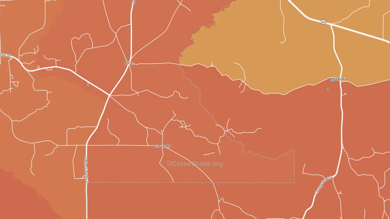 Mount Nebo, AL Map of Burglary Rates
