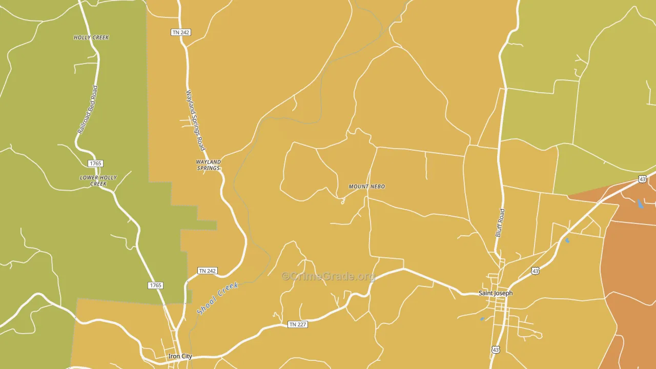Mount Nebo, TN Map of Burglary Rates
