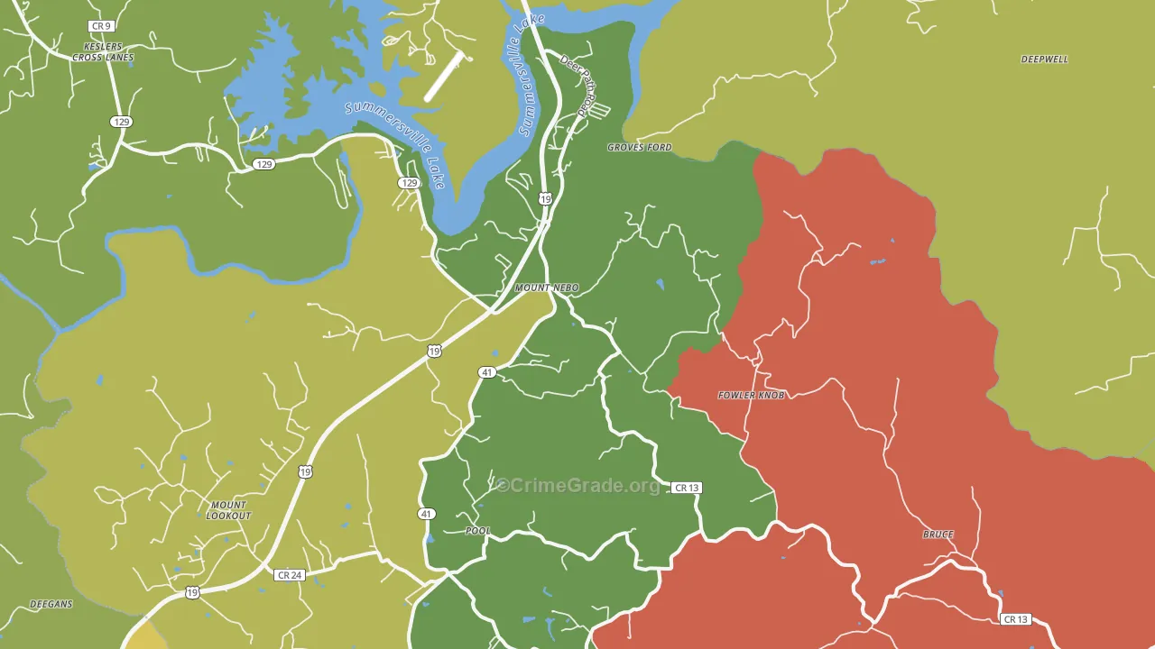 Mount Nebo, WV Map of Burglary Rates