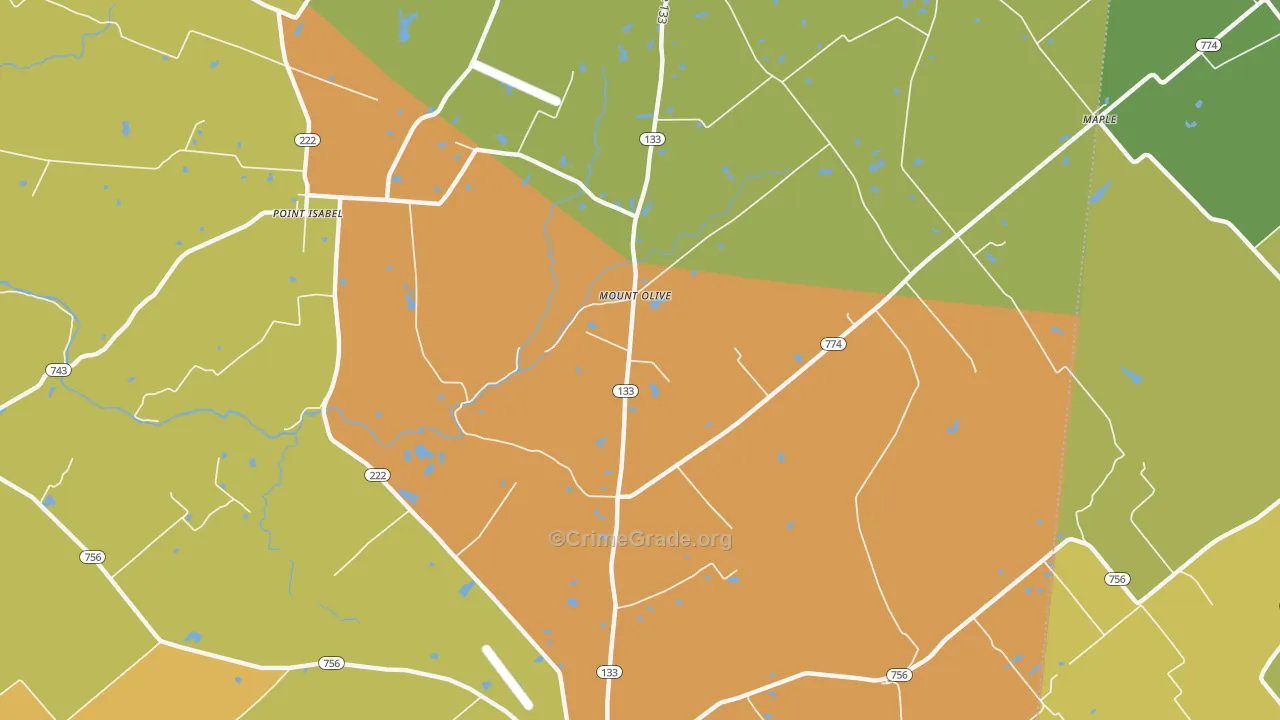 Mount Olive, OH Map of Burglary Rates