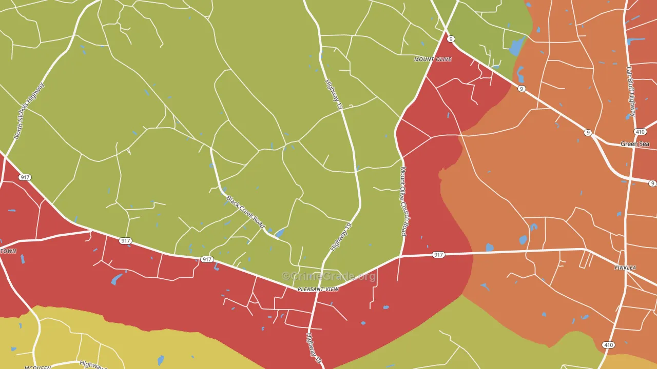 Mount Olive, SC Map of Burglary Rates