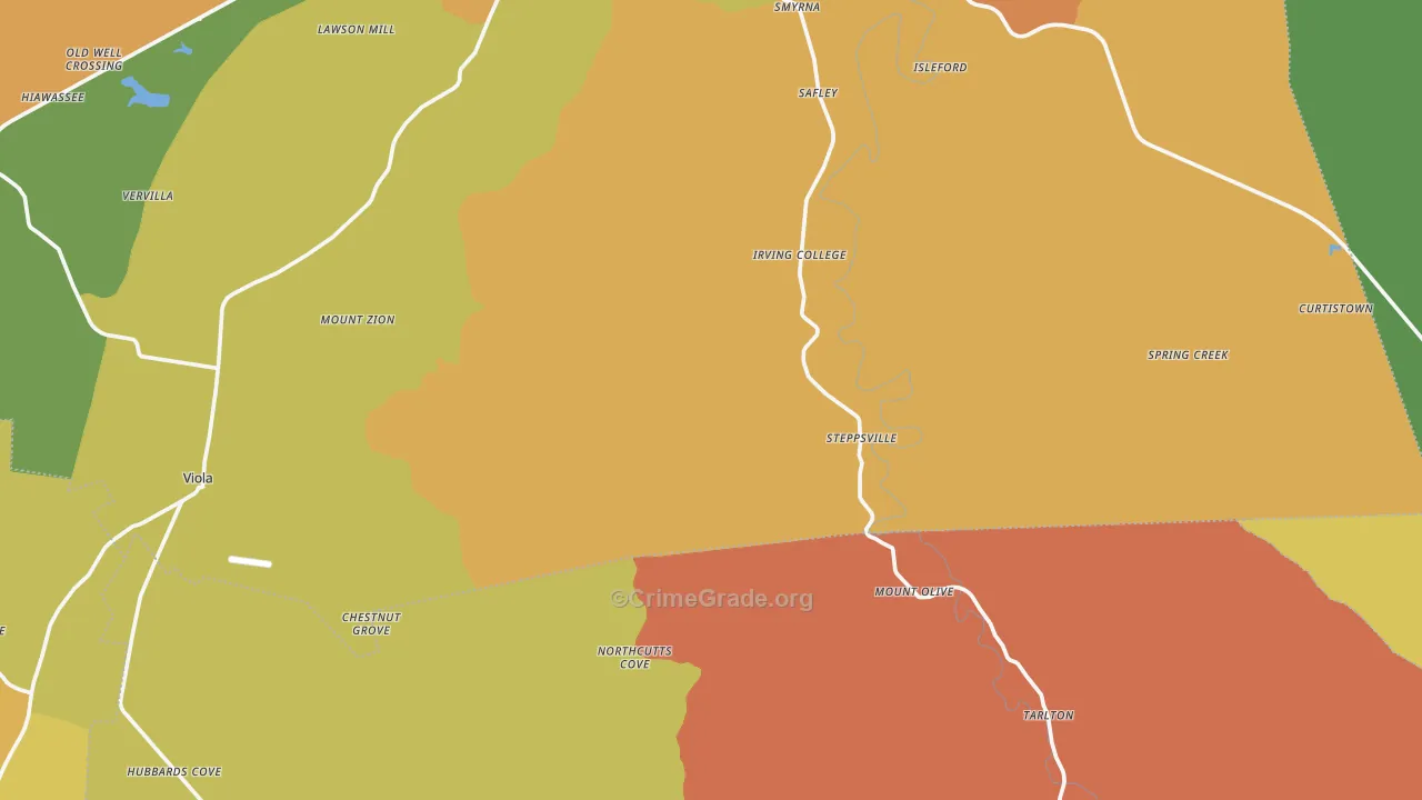 Mount Olive, TN Map of Burglary Rates