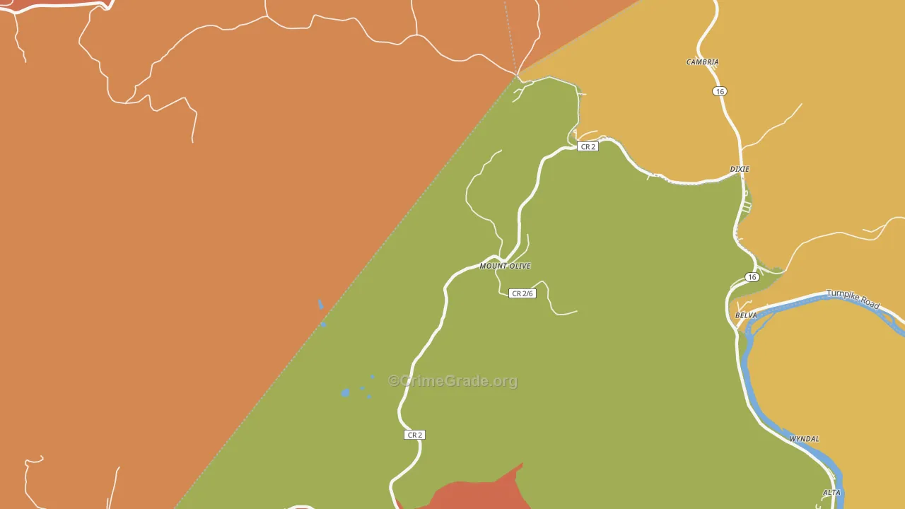 Mount Olive, WV Map of Burglary Rates