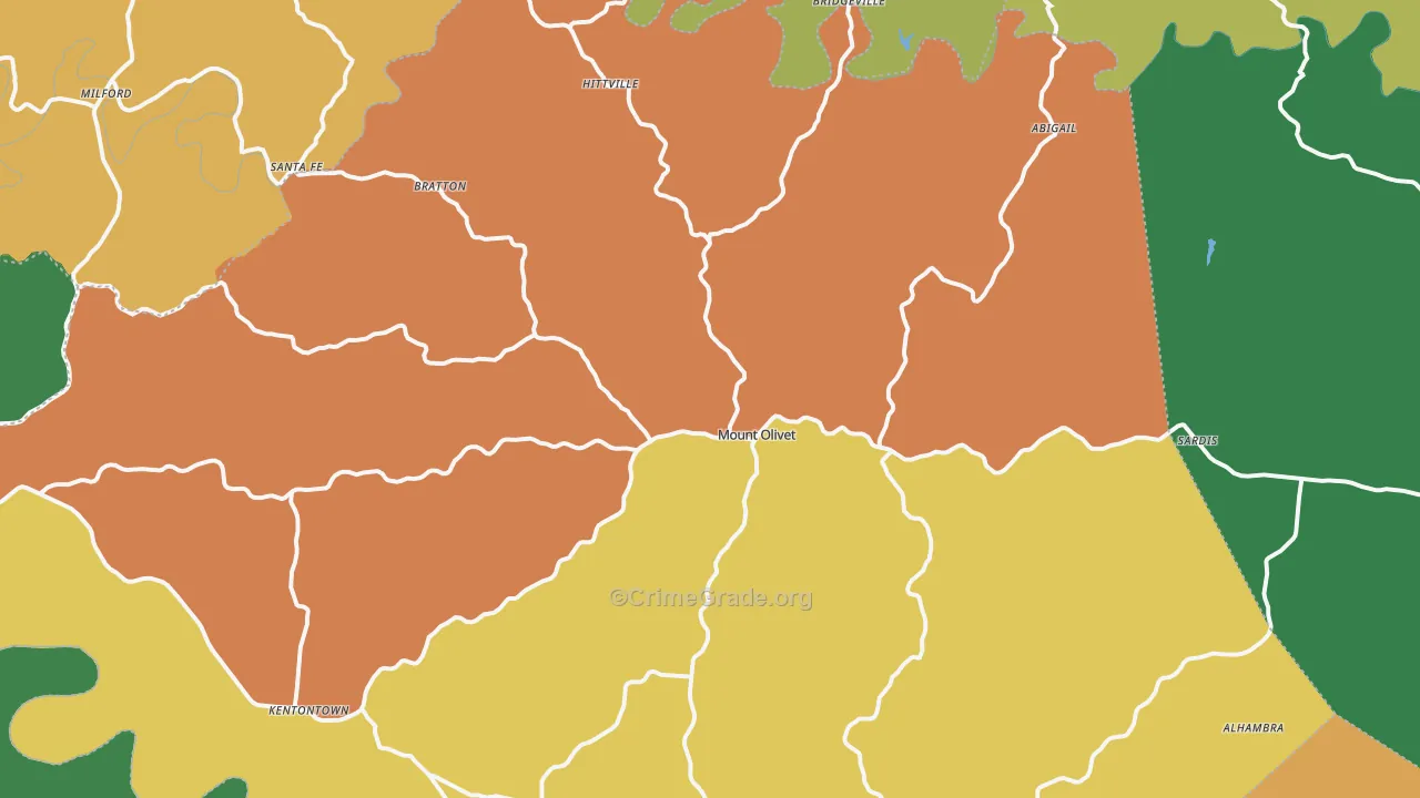 Mount Olivet, KY Map of Burglary Rates
