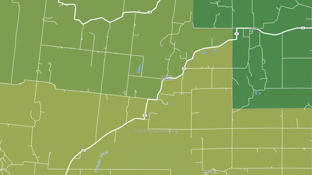 Mount Olympus, IN Map of Burglary Rates