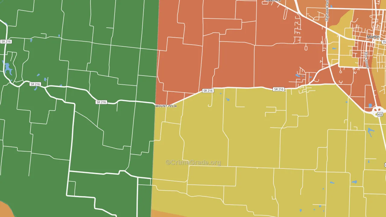 Mount Pelia, TN Map of Burglary Rates