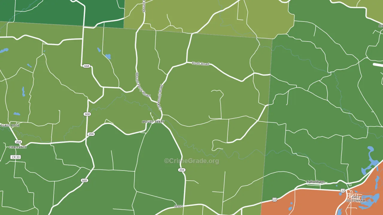 Mount Perry, OH Map of Burglary Rates