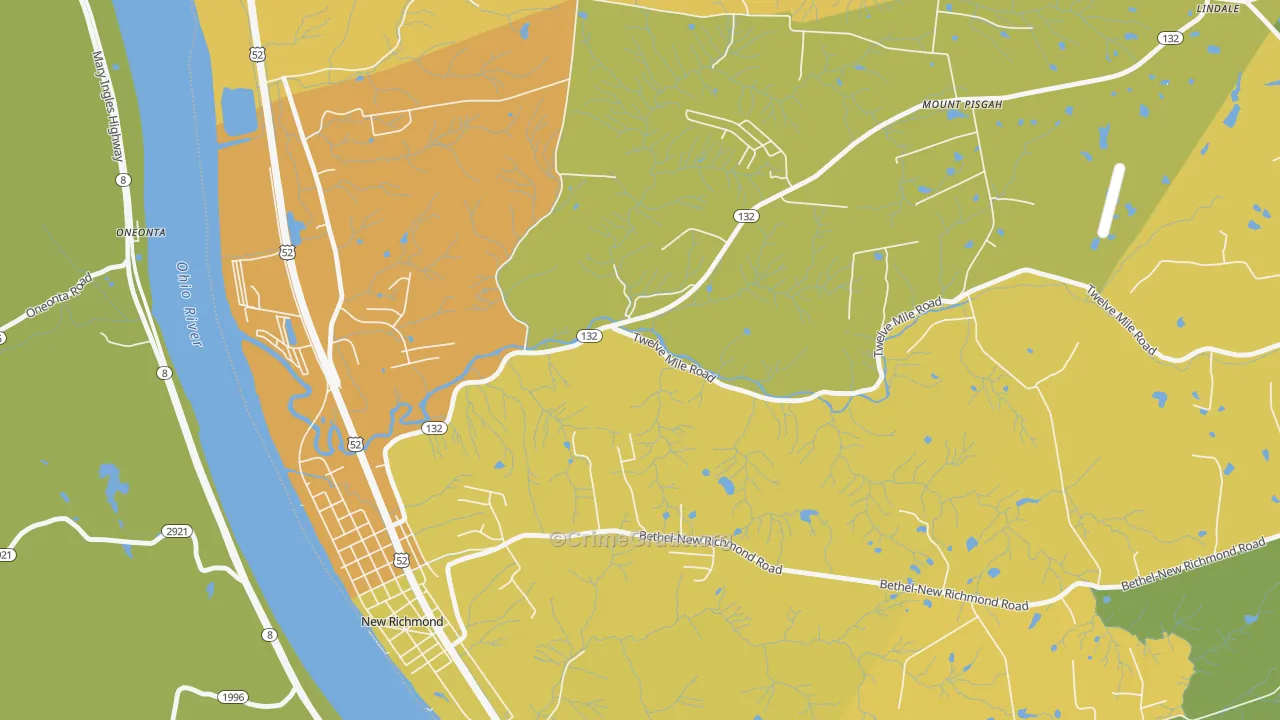 Mount Pisgah, OH Map of Burglary Rates