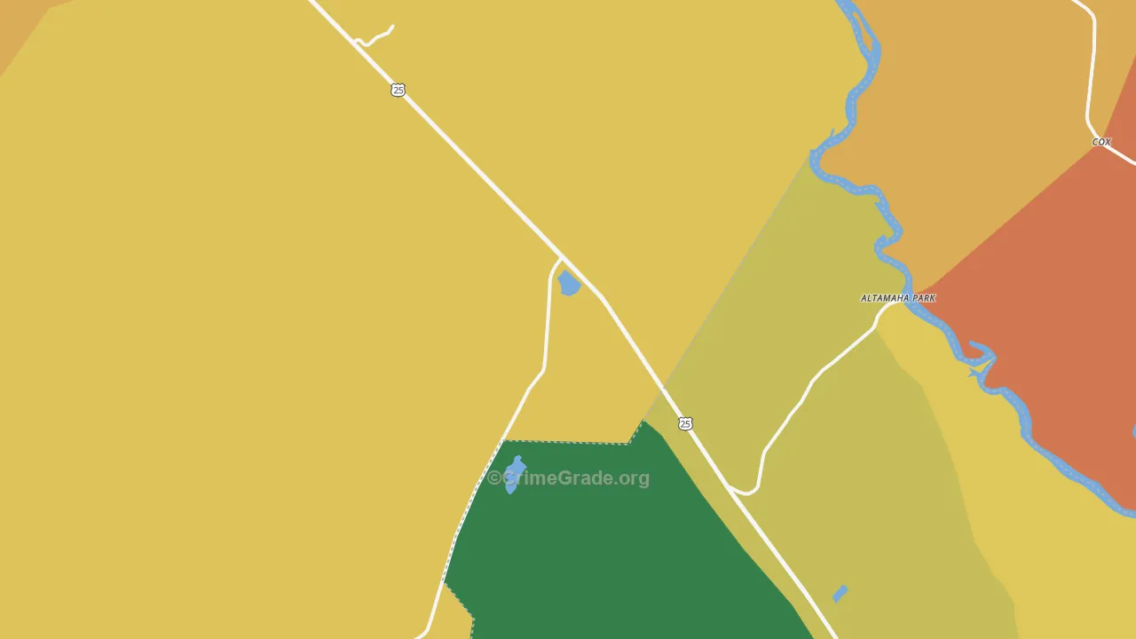 Mount Pleasant, GA Map of Burglary Rates