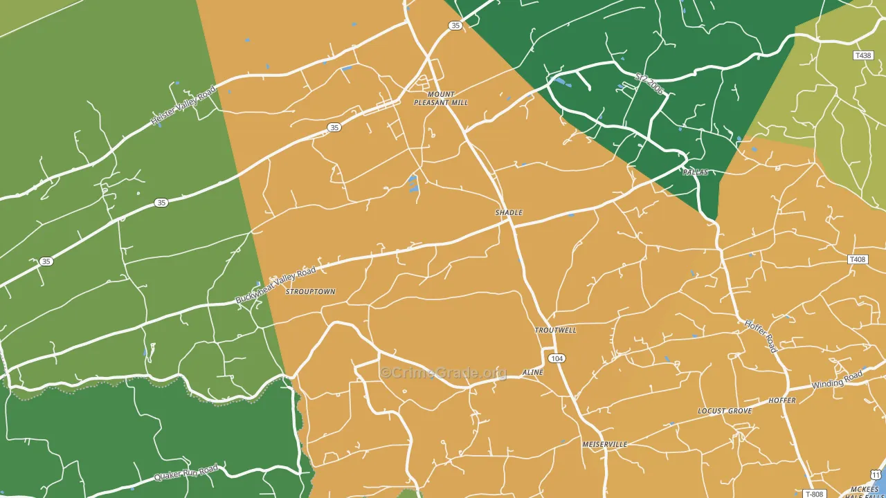 Mount Pleasant Mills, PA Map of Burglary Rates