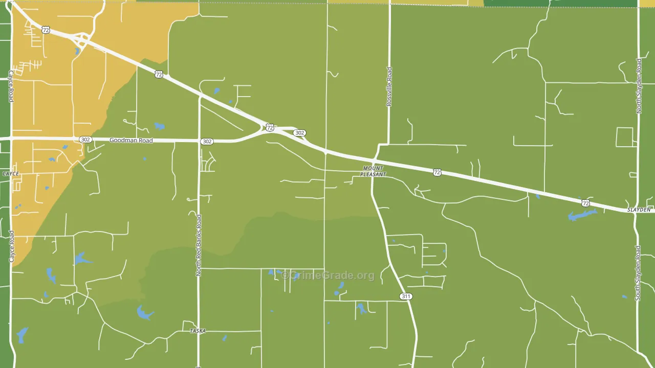 Mount Pleasant, MS Map of Burglary Rates