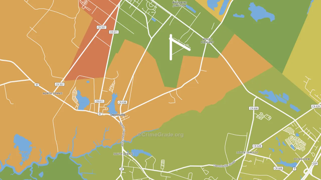 Mount Pleasant, NJ Map of Burglary Rates