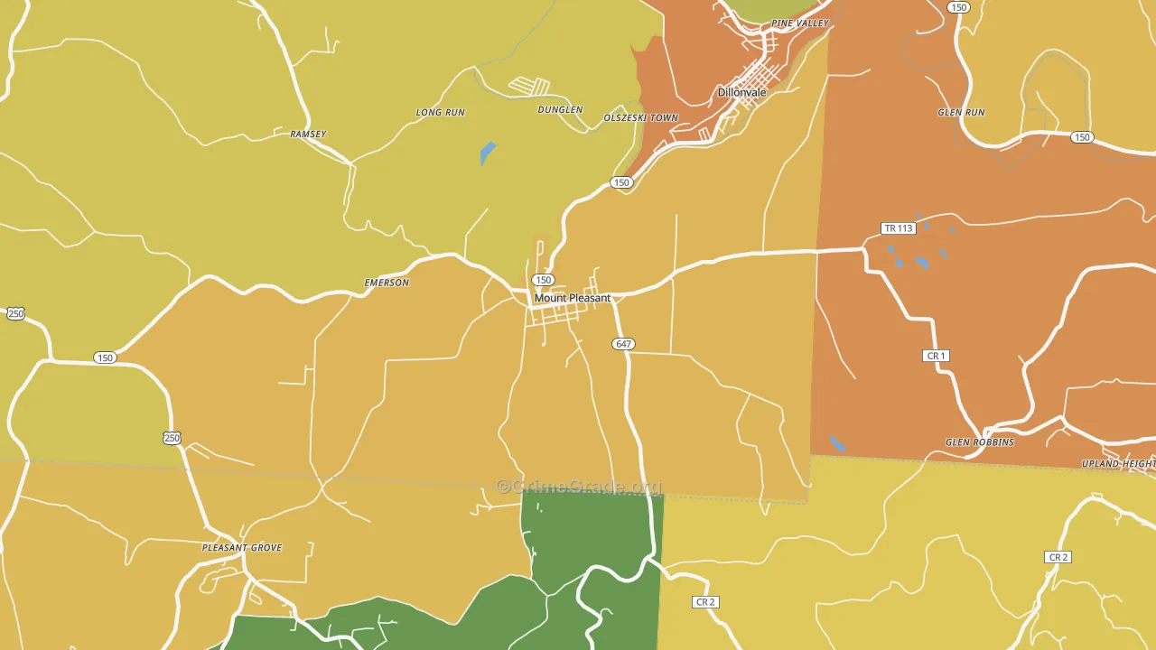 Mount Pleasant, OH Map of Burglary Rates