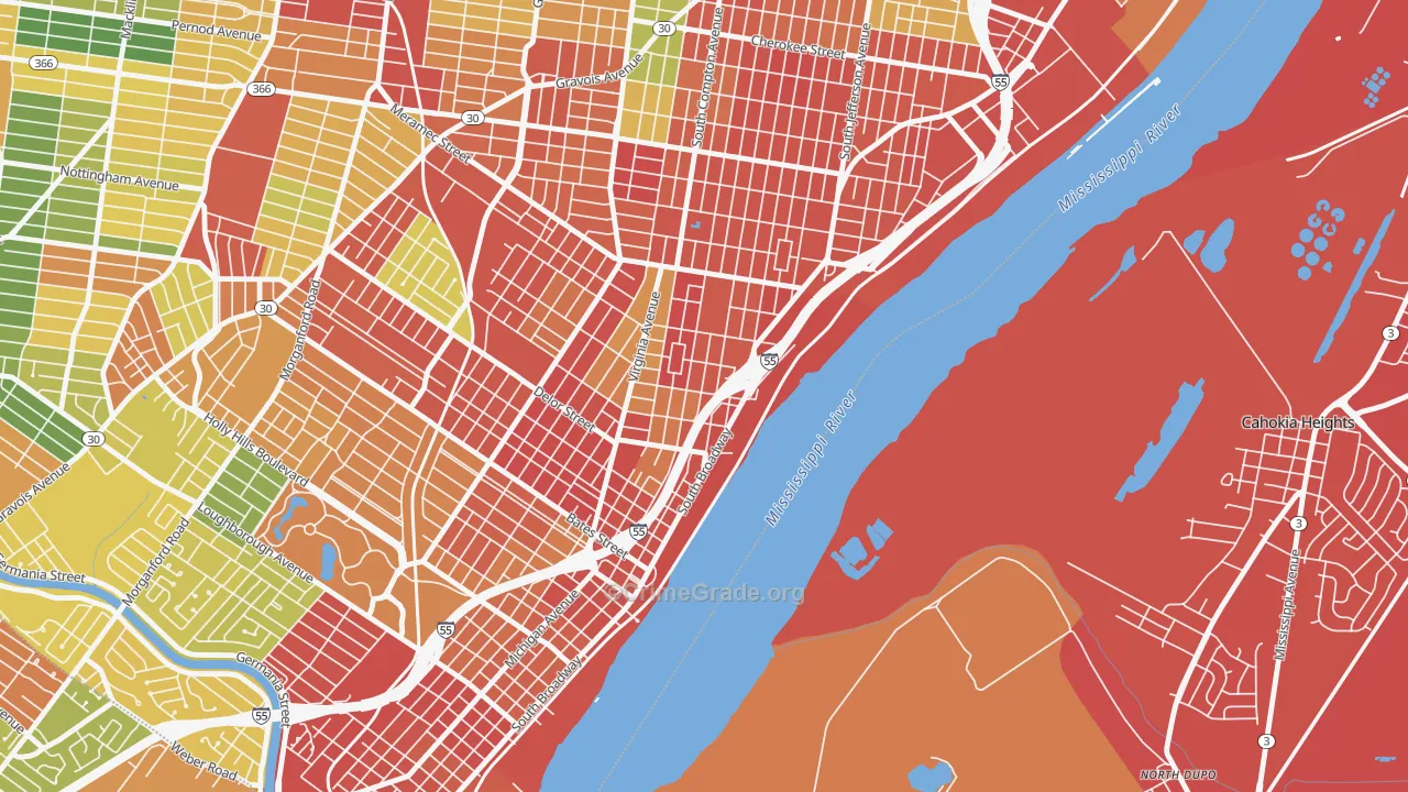 Mount Pleasant, St. Louis, MO Map of Burglary Rates