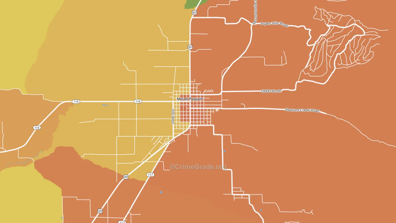 Mount Pleasant, UT Map of Burglary Rates