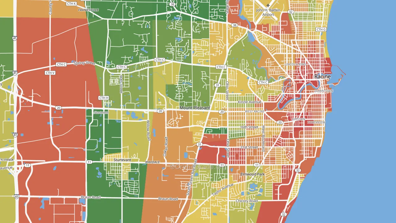 Mount Pleasant, WI Map of Burglary Rates