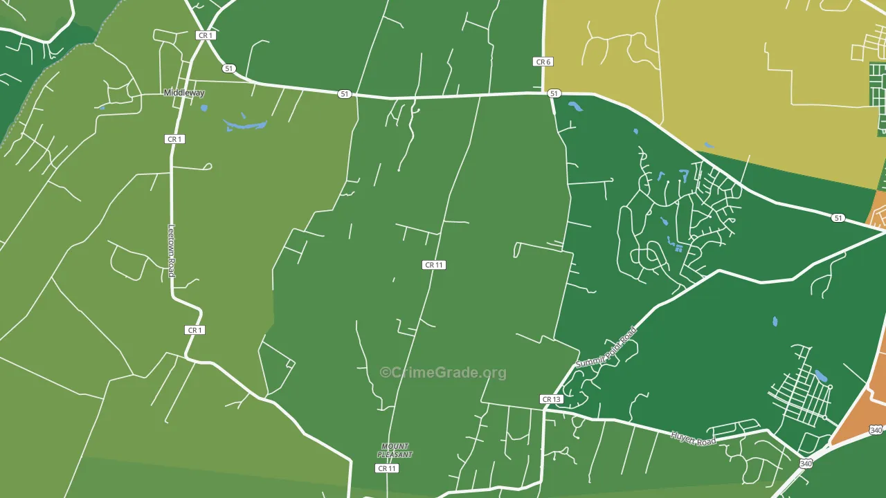 Mount Pleasant, WV Map of Burglary Rates