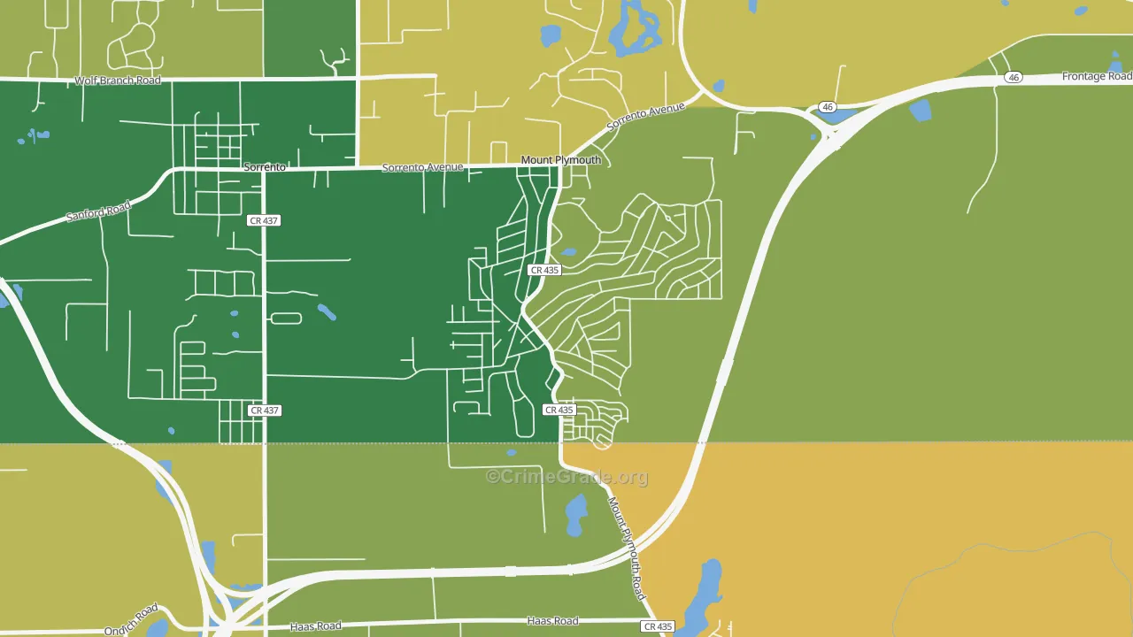 Mount Plymouth, FL Map of Burglary Rates