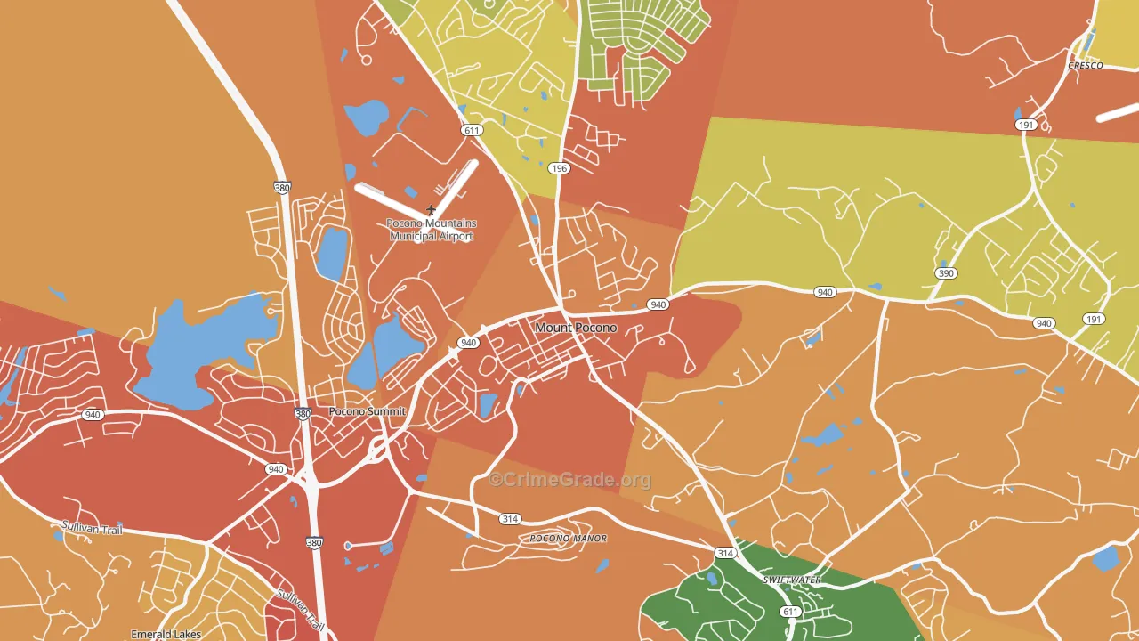 Mount Pocono, PA Map of Burglary Rates