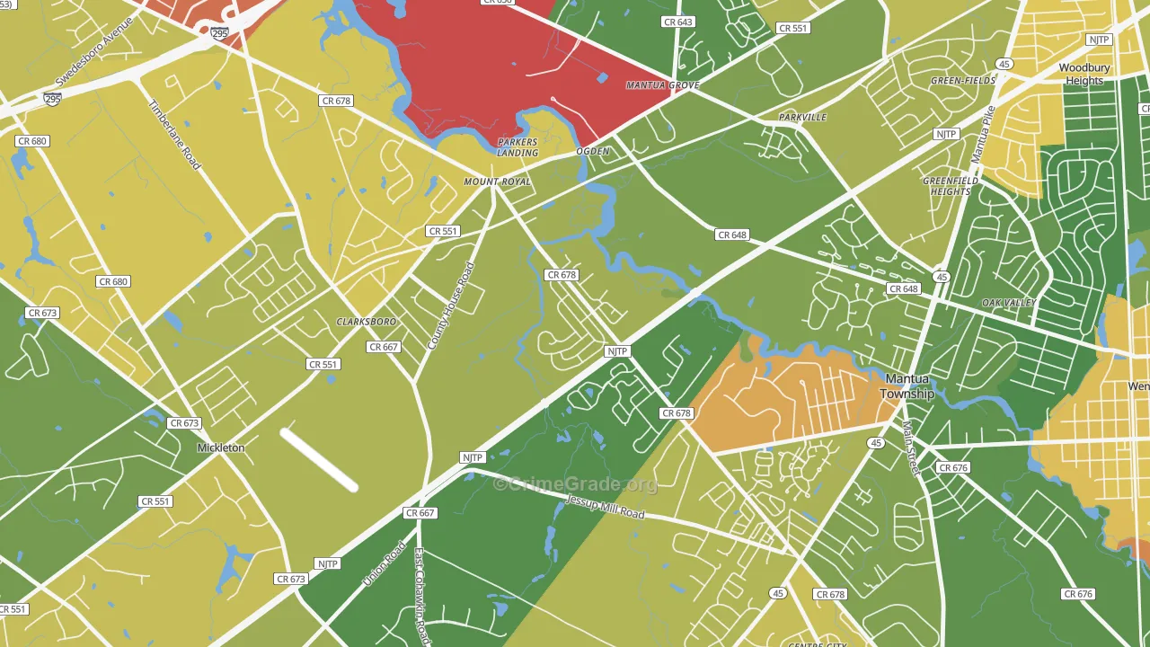 Mount Royal, NJ Map of Burglary Rates