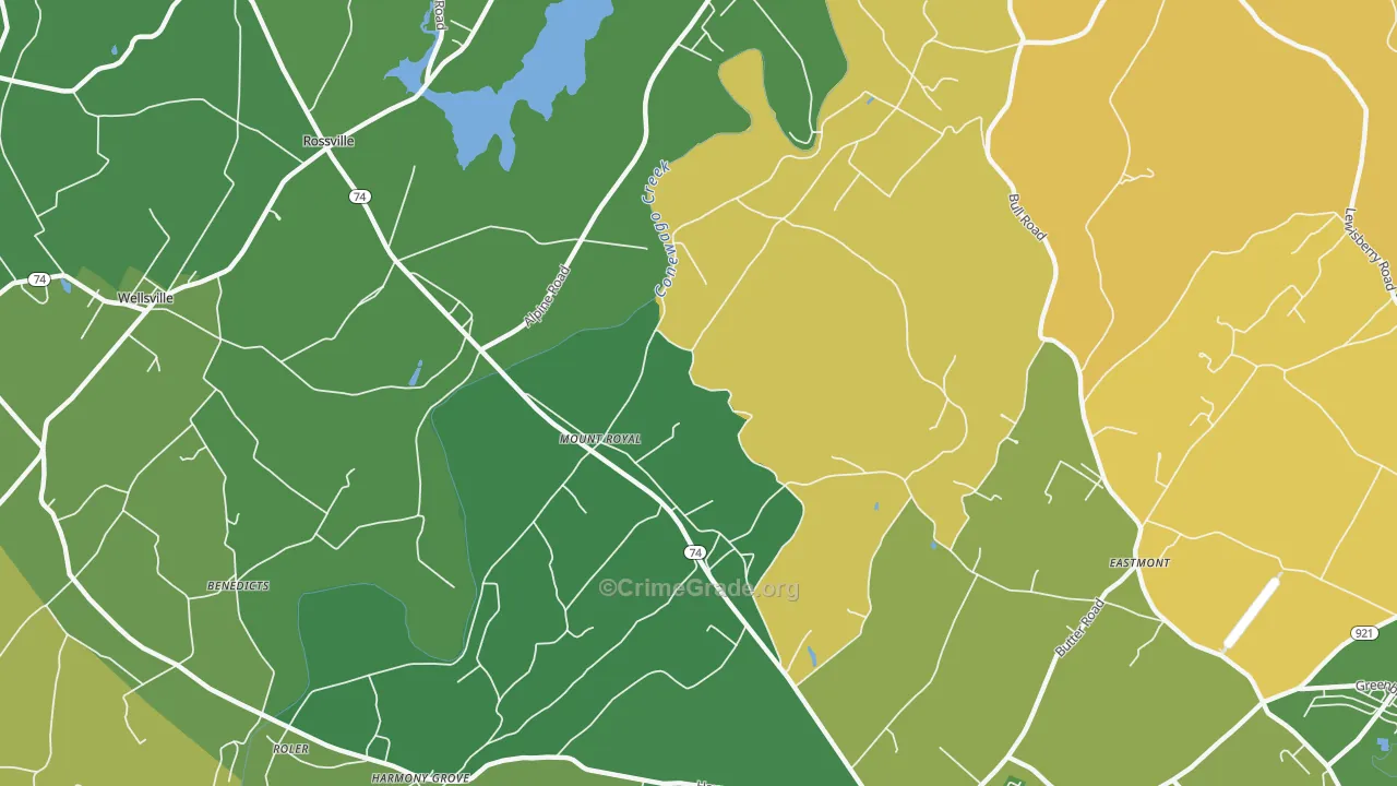 Mount Royal, PA Map of Burglary Rates