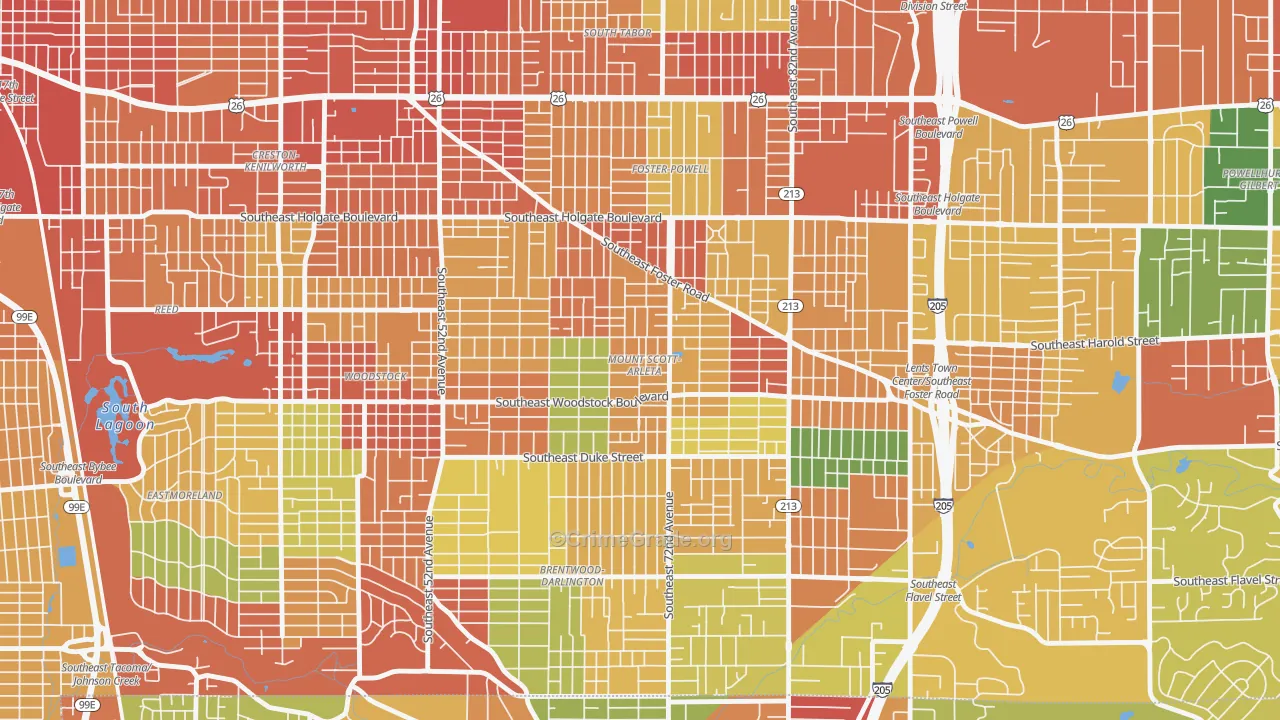 Mount Scott, Portland, OR Map of Burglary Rates