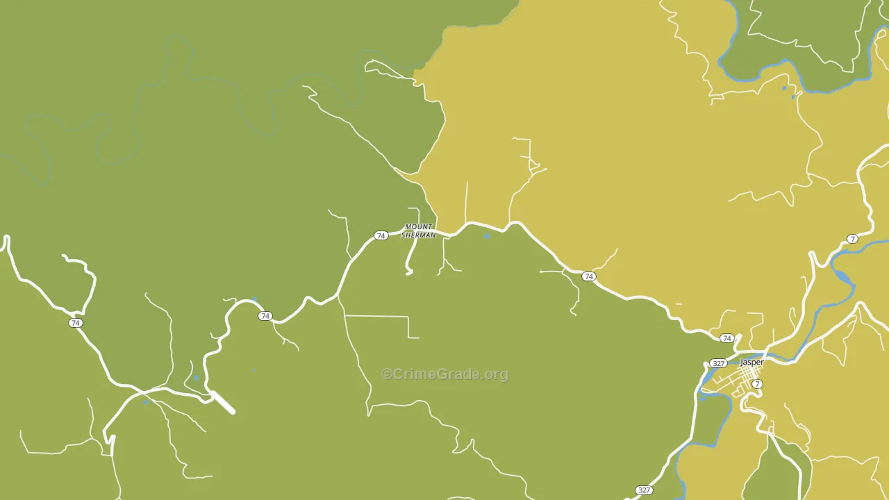 Mount Sherman, AR Map of Burglary Rates
