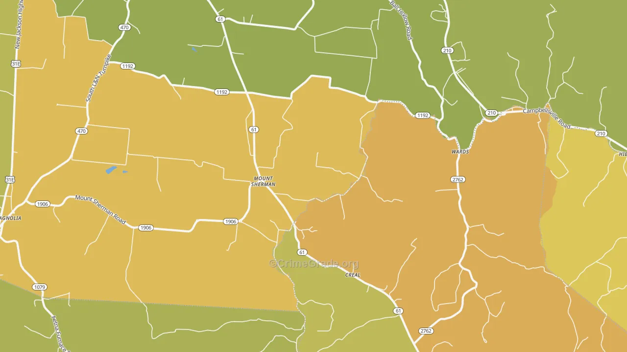 Mount Sherman, KY Map of Burglary Rates