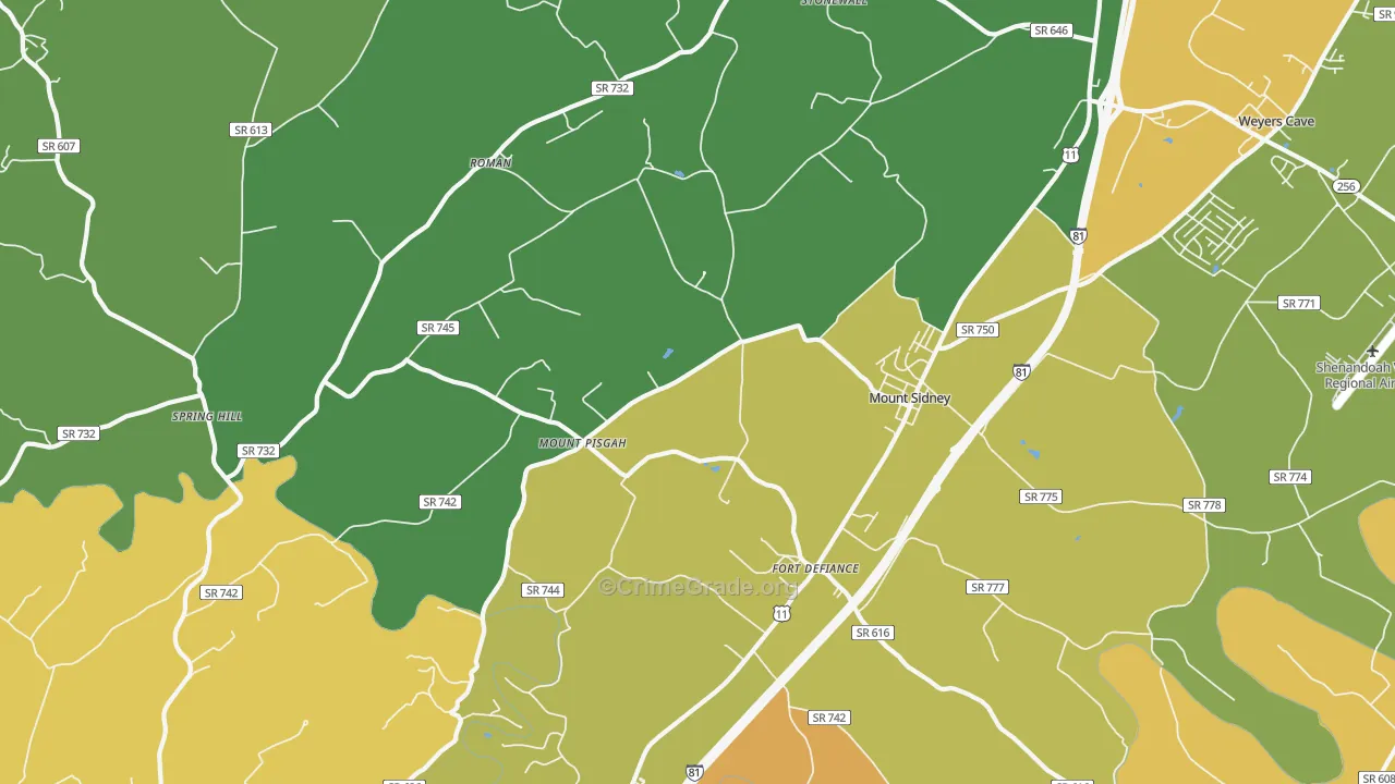 Mount Sidney, VA Map of Burglary Rates