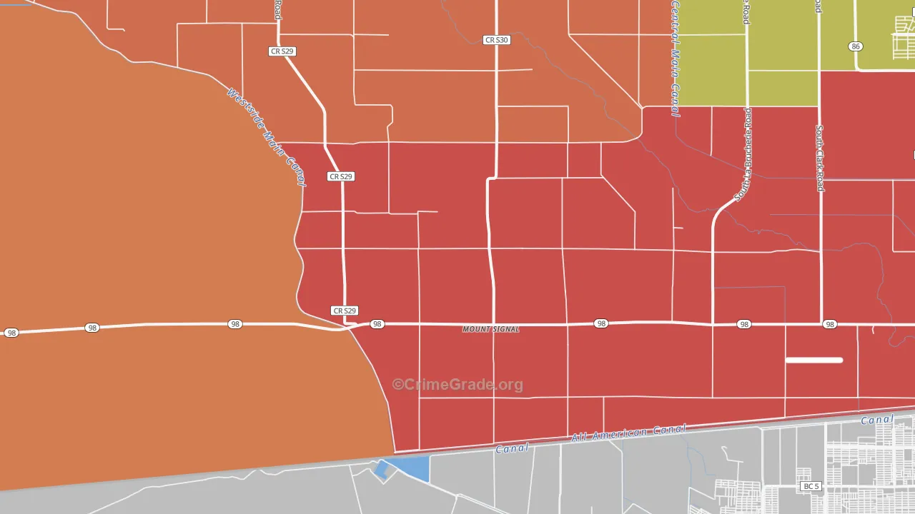 Mount Signal, CA Map of Burglary Rates