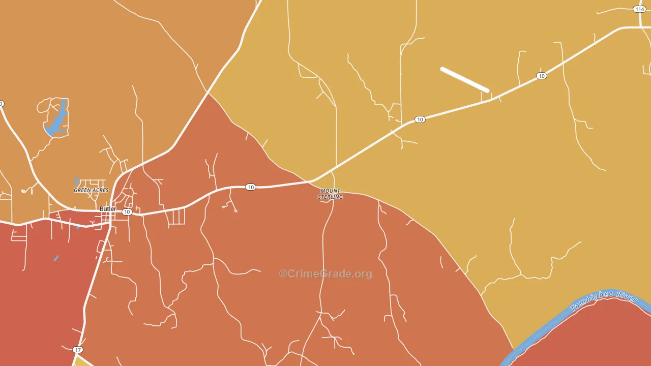 Mount Sterling, AL Map of Burglary Rates