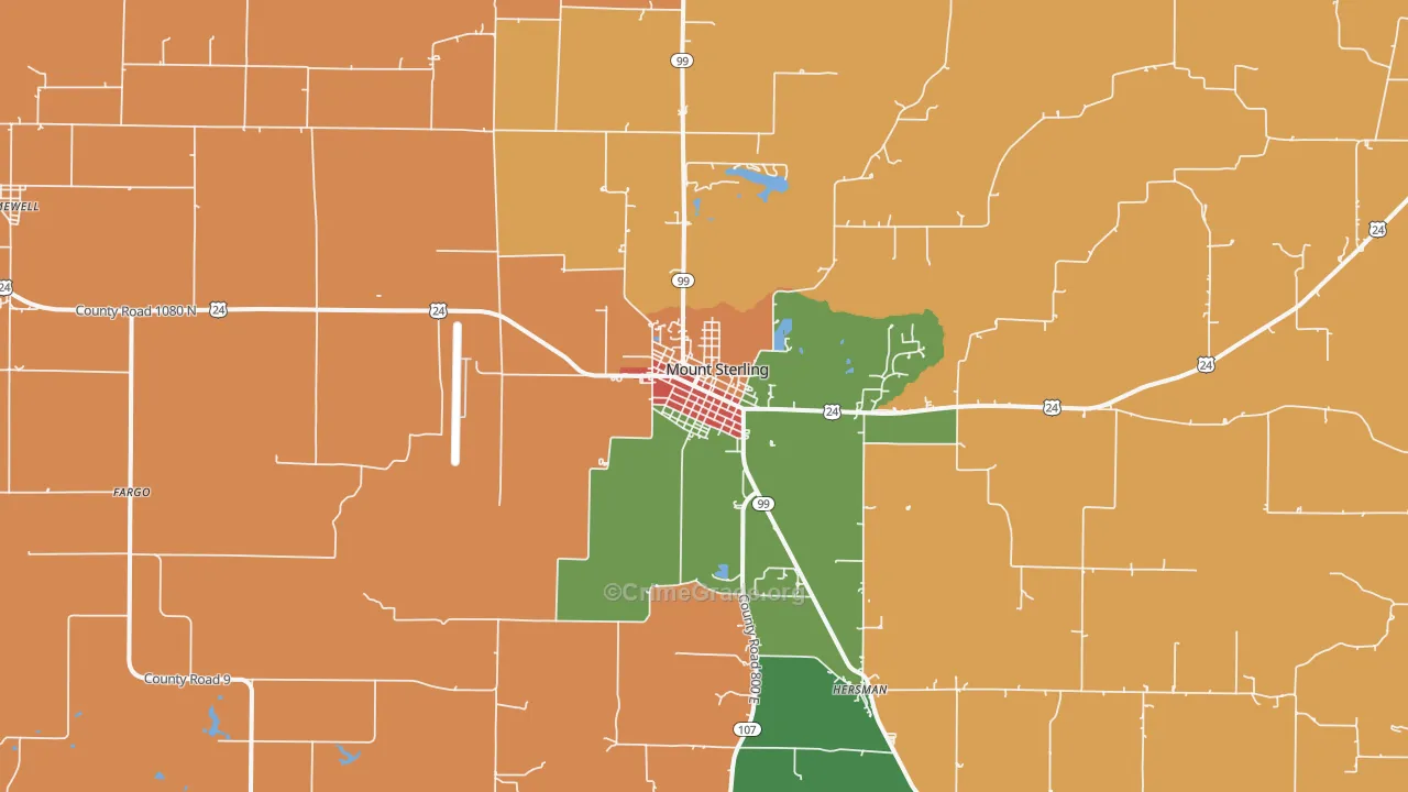 Mount Sterling, IL Map of Burglary Rates