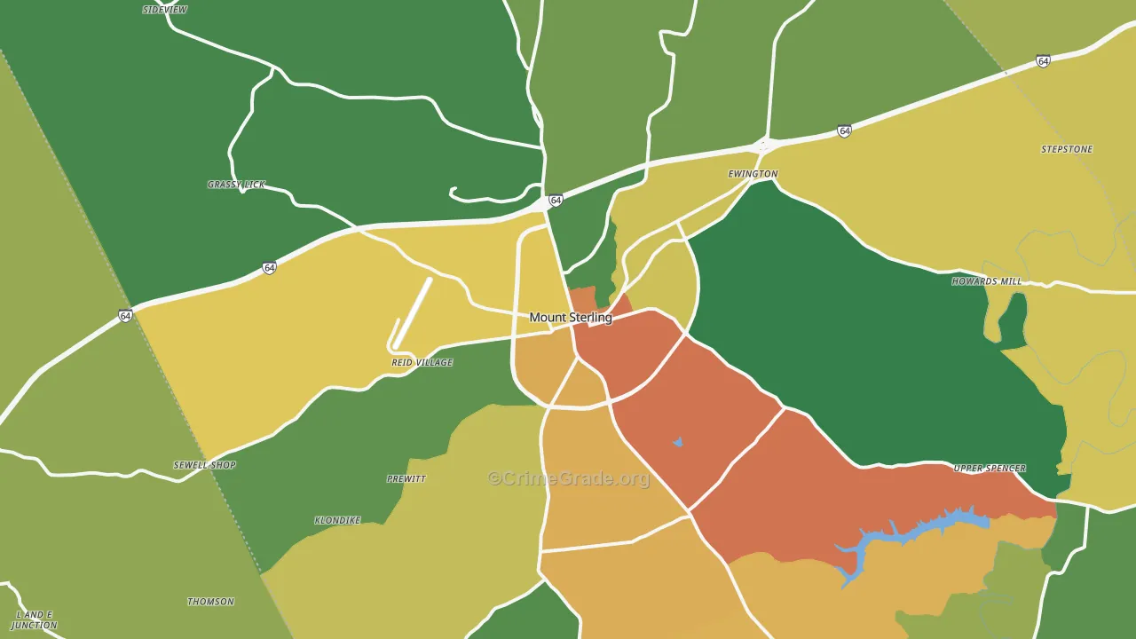 Mount Sterling, KY Map of Burglary Rates