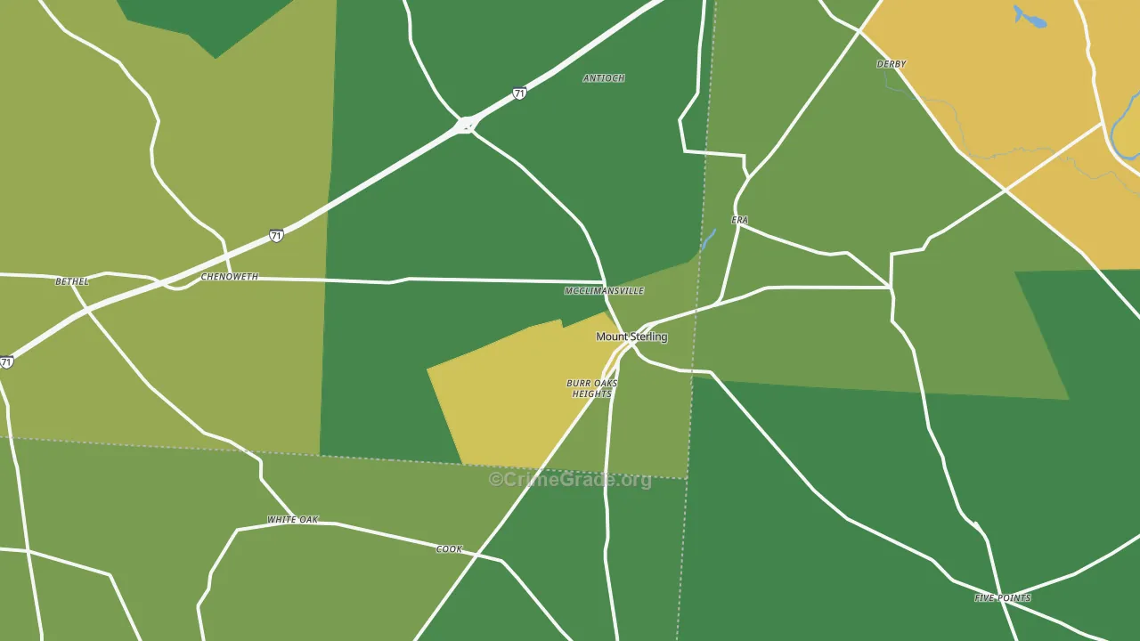Mount Sterling, OH Map of Burglary Rates