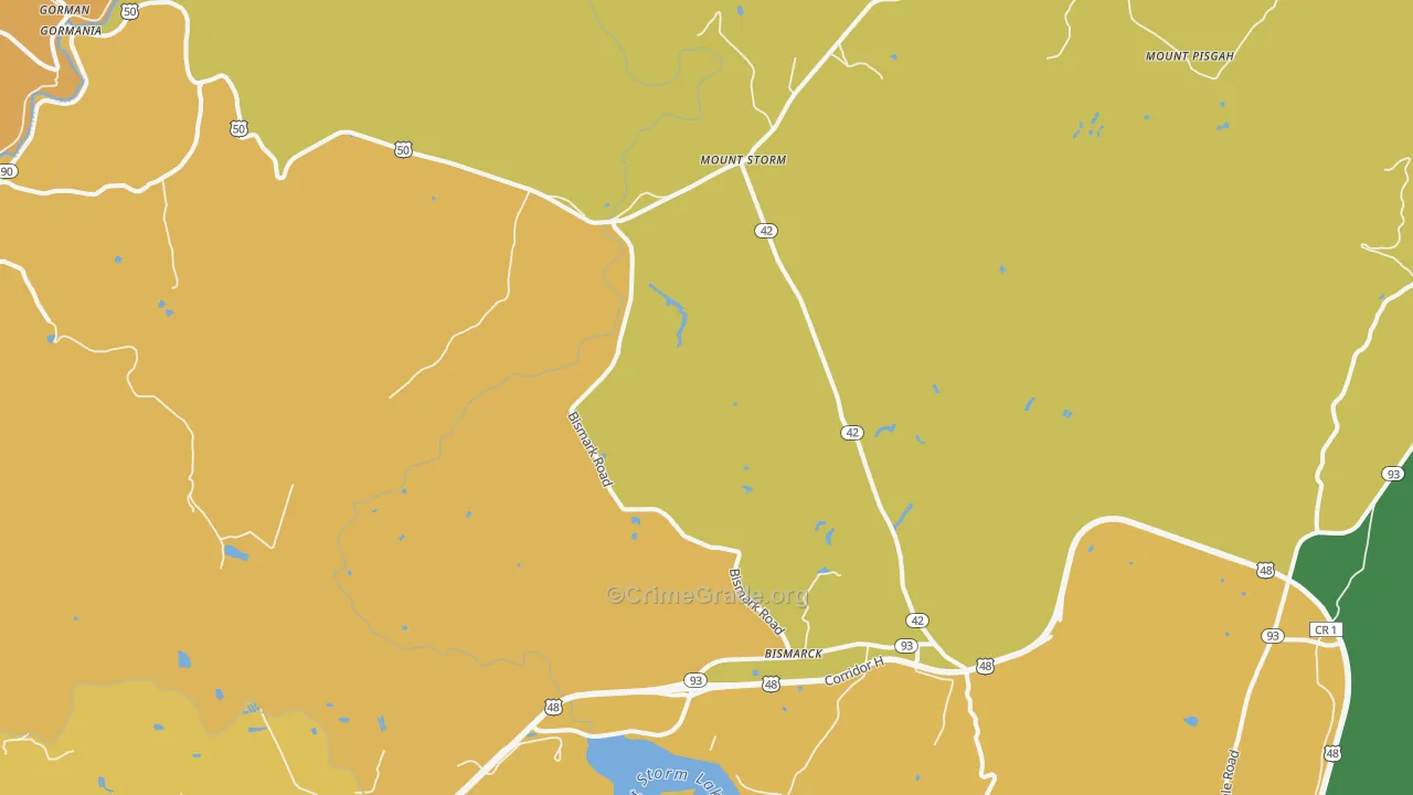 Mount Storm, WV Map of Burglary Rates