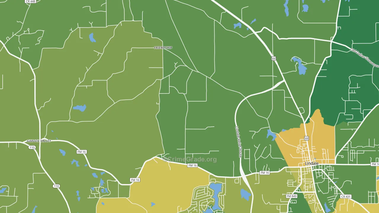 Mount Sylvan, TX Map of Burglary Rates