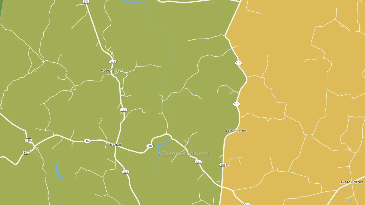 Mount Tabor, KY Map of Burglary Rates