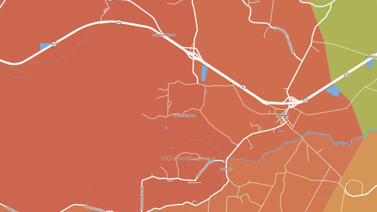 Mount Tabor, NC Map of Burglary Rates