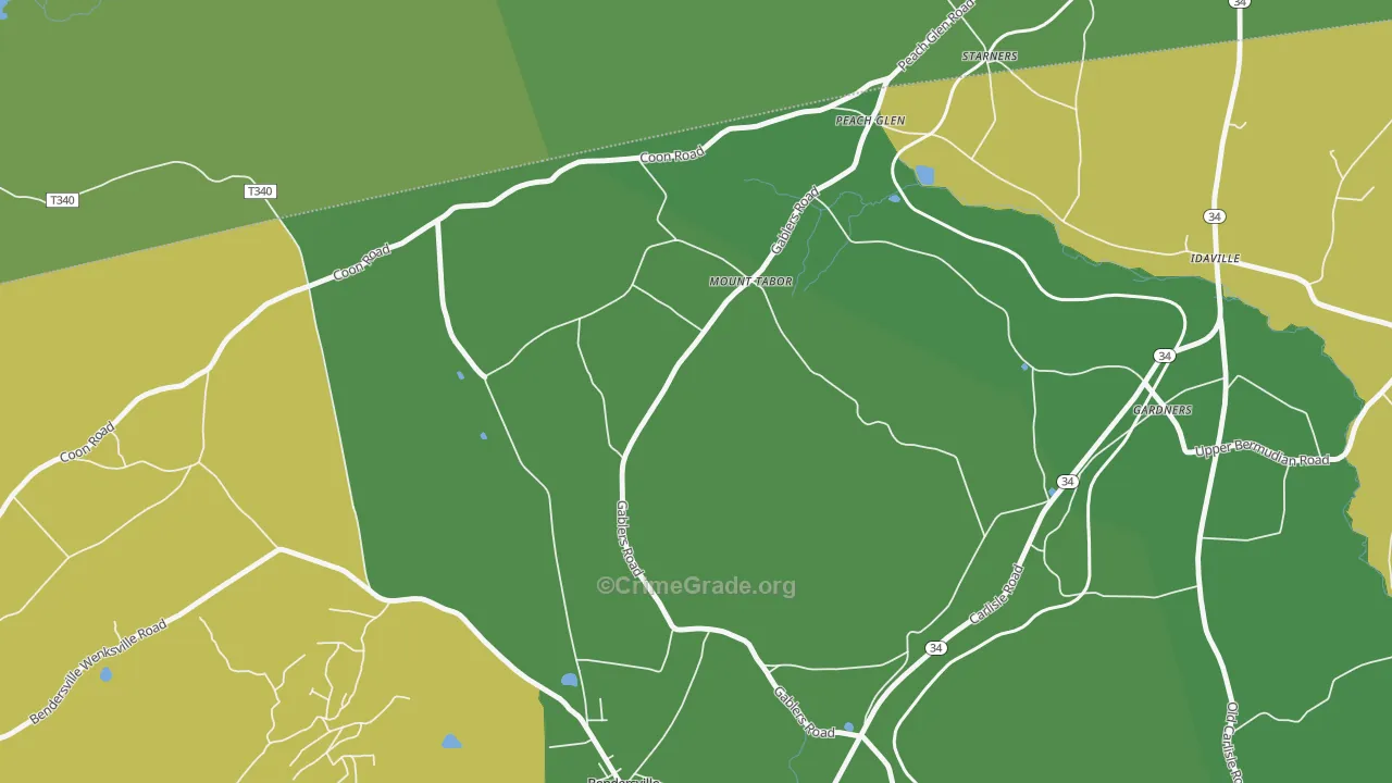 Mount Tabor, PA Map of Burglary Rates