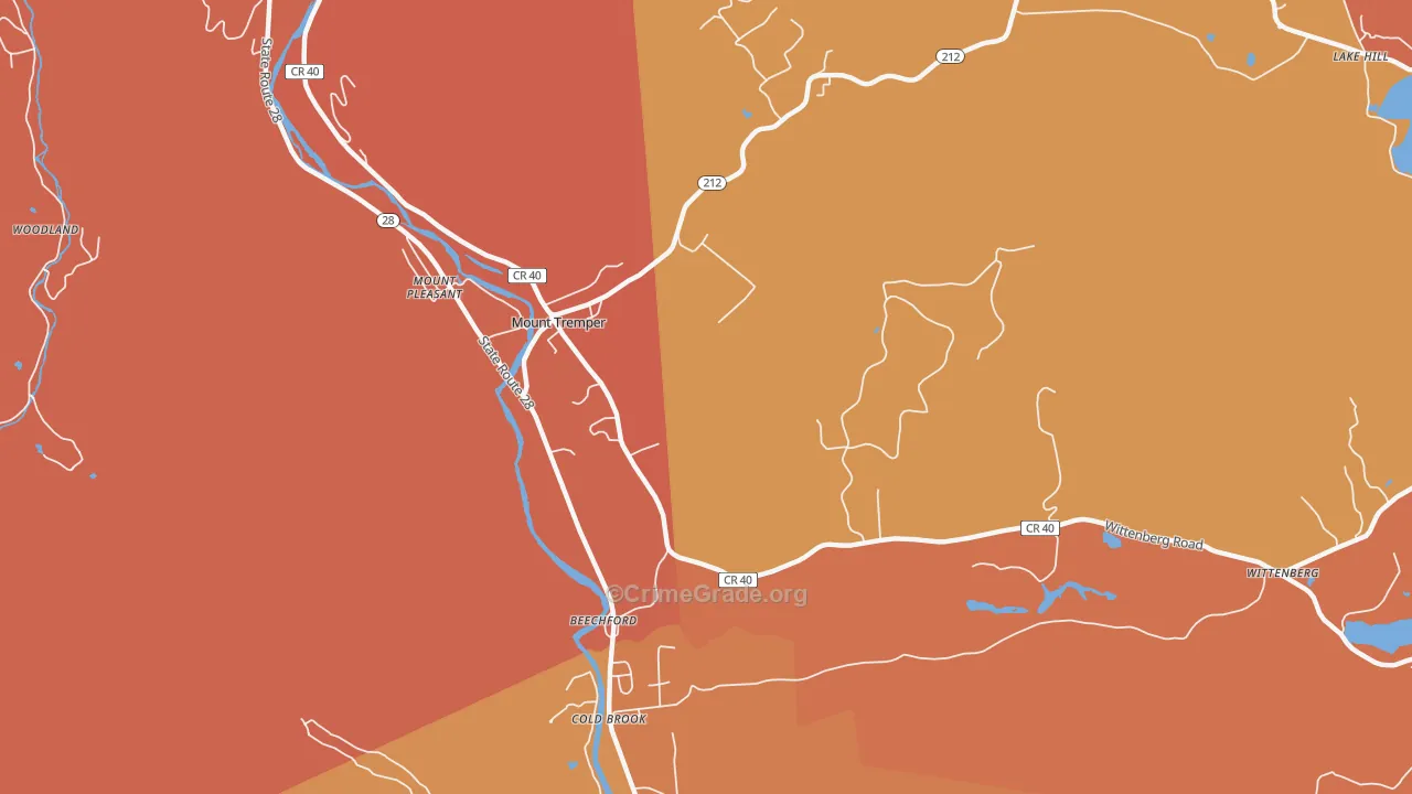 Mount Tremper, NY Map of Burglary Rates