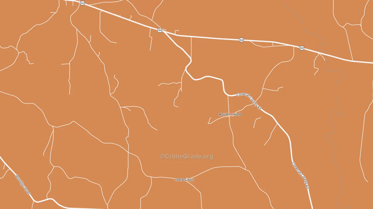 Mount Union, AL Map of Burglary Rates