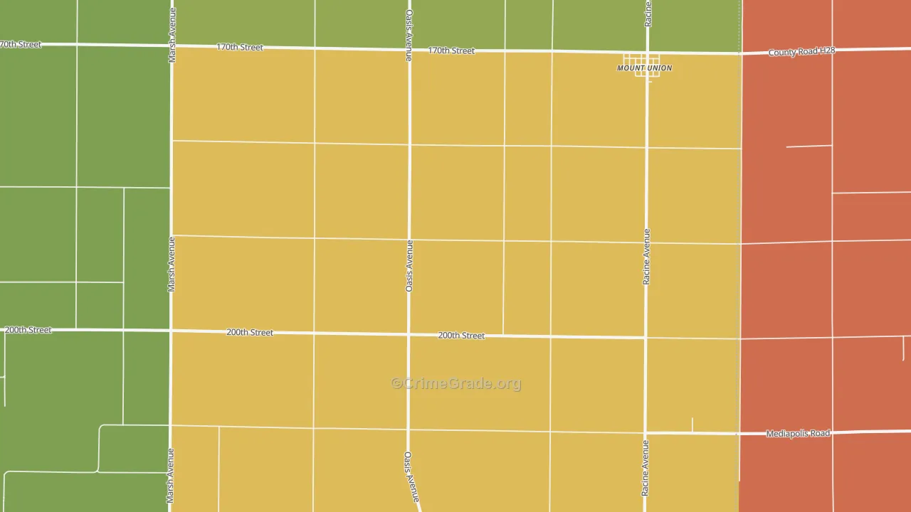 Mount Union, IA Map of Burglary Rates
