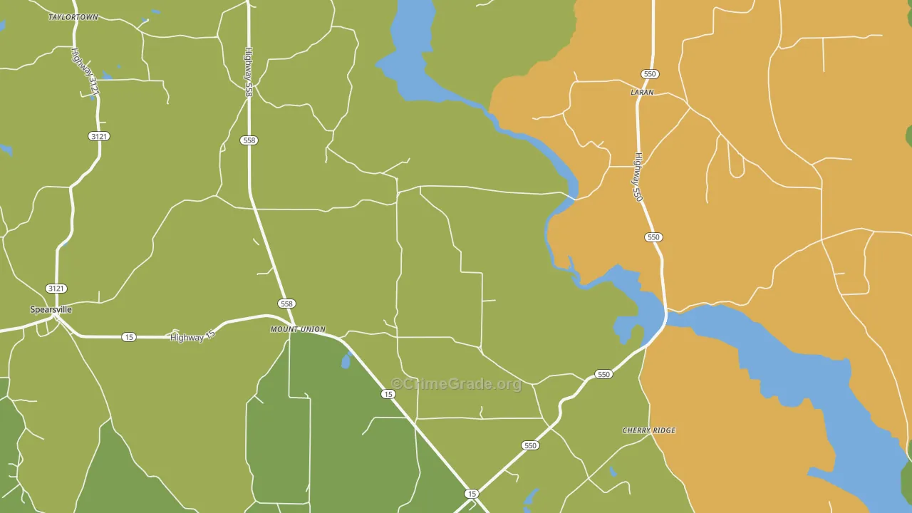 Mount Union, LA Map of Burglary Rates