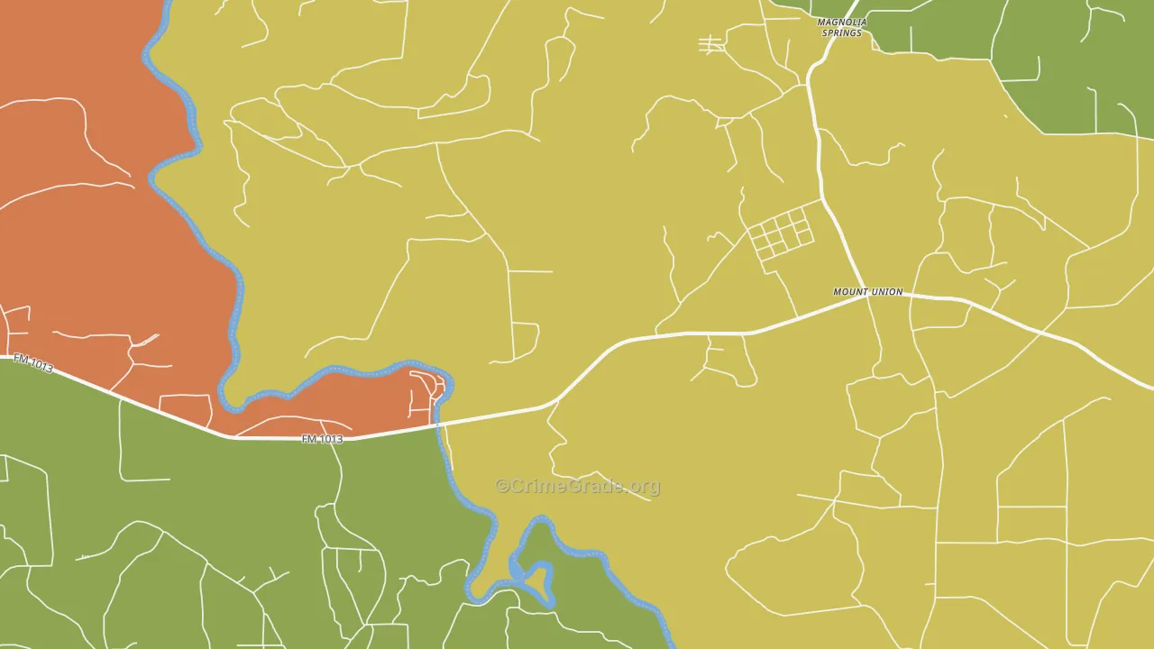 Mount Union, TX Map of Burglary Rates