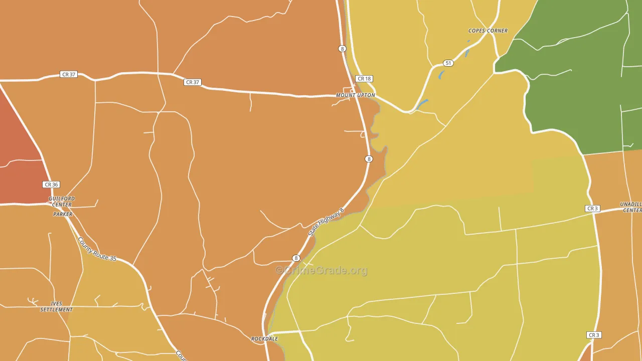 Mount Upton, NY Map of Burglary Rates
