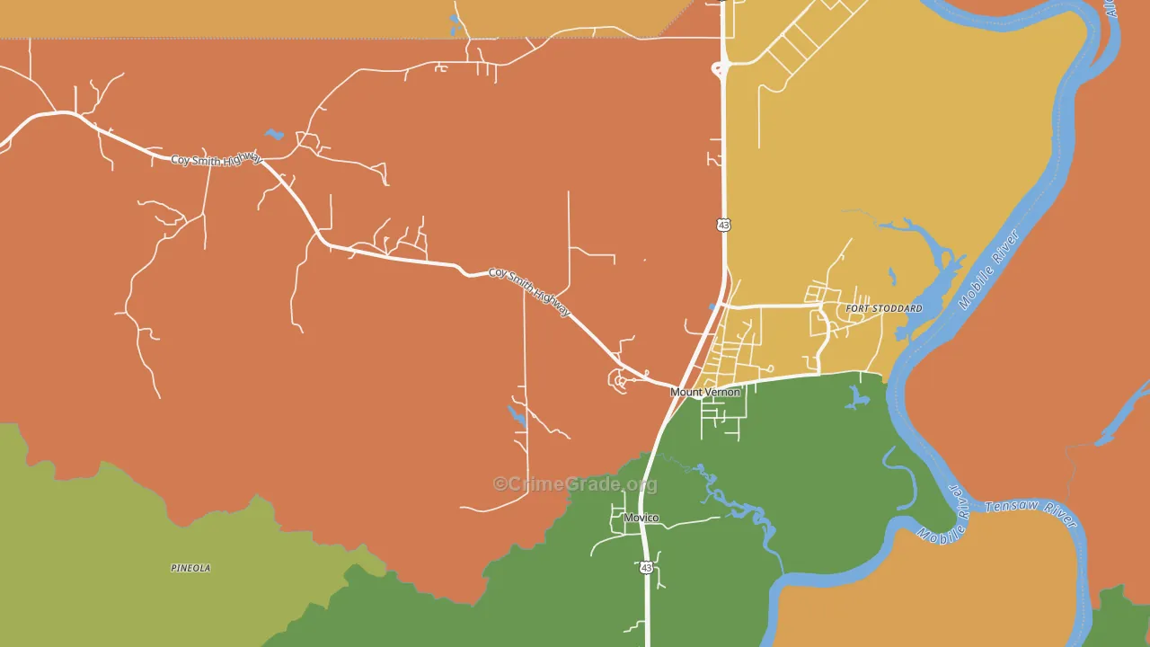 Mount Vernon, AL Map of Burglary Rates
